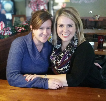 Mentee Ashley Griffin, left, and mentor Jenny Marsh meet for the last time this semester.