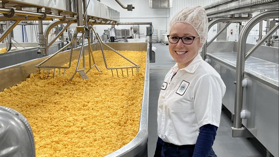 Emily Maier, a 2022 UW-Stout food science master’s graduate, is research and development director at Ellsworth Cooperative Creamery.