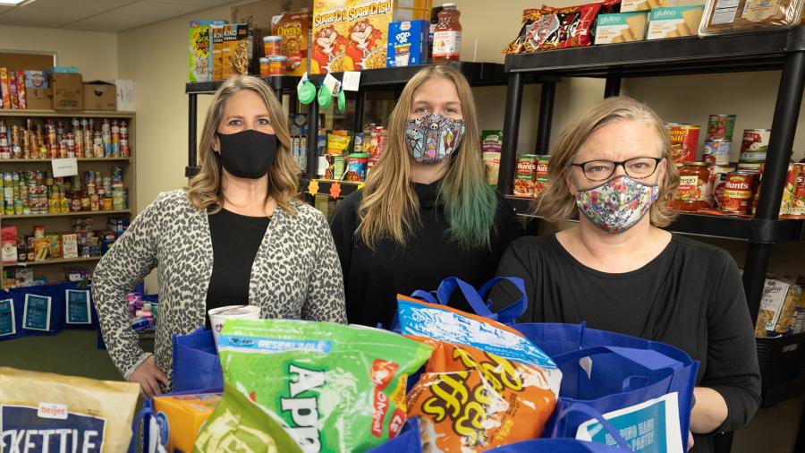 Karrin Ruch, left, also co-manages the Helping Hand Food+ Pantry for students at UW-Stout.