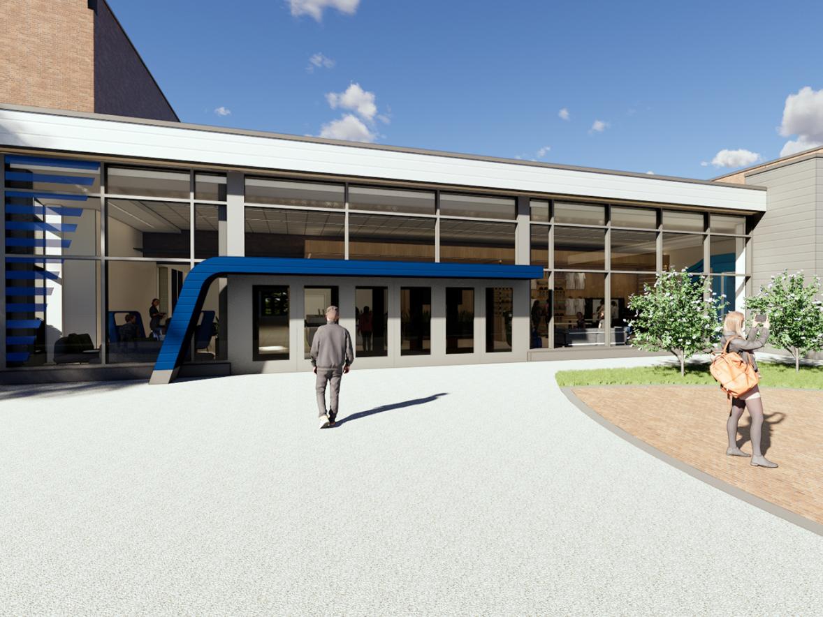 A new west entrance and gathering space will be built at UW-Stout’s Recreation Complex, thanks to a $5 million gift.